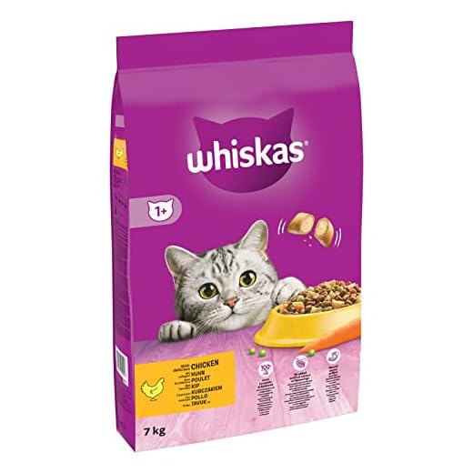 WHISKAS Croquettes au Poulet pour Chat Adulte, 1 Sac de 7kg