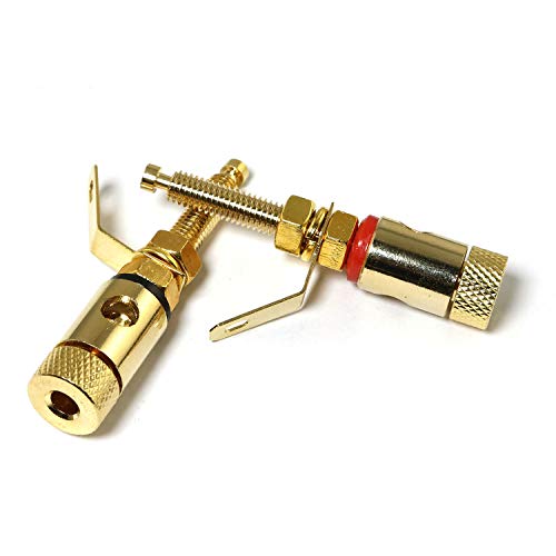 Juego de 2 conectores banana chapados en oro 52mm RLECS miniatura 2