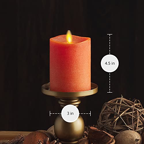 Image of Luminara - Flameless LED Battery Operated Flickering Pillar Candles - Burnt Orange - Pack of 1-3x4.5 - Realistic Moving Flame Real Wax Indoor /Outdoor Decor