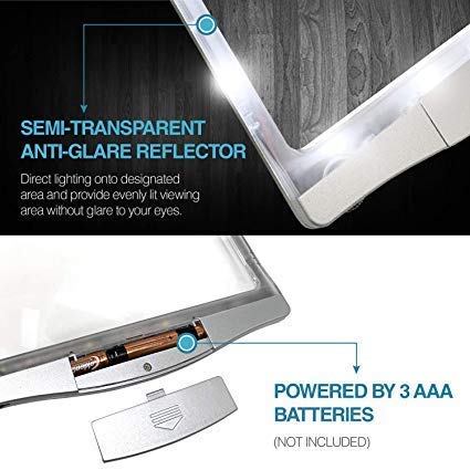 Loupe de lecture de grande page pour malvoyants avec 12 LED - 3