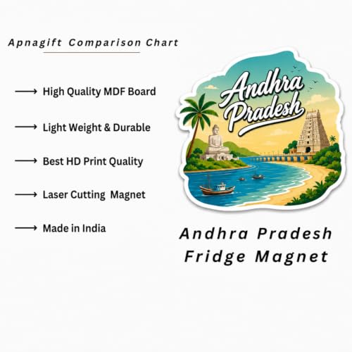 Image of Decorative Fridge Magnet Sticker for Refrigerator | Strong Magnetic Fridge Decor for Kitchen | Reusable Refrigerator Magnet for Home & Office, AG FM Andhra Pradesh