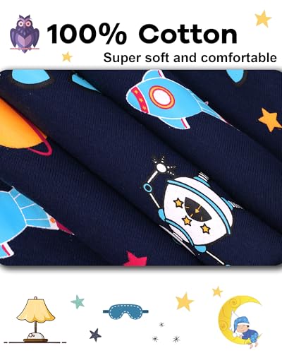 Image of DAUGHTER QUEEN Boys Pajamas 4 Pieces Long Set 100% Cotton Sleepwear Size 18 Months-12 Years