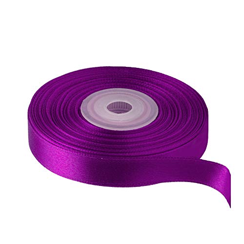 Image of Solid Color Double Faced Purple Satin Ribbon 1 /2 inch X 25 Yards, Ribbons Perfect for Crafts, Wedding Decor, Bow Making, Sewing, Gift Package Wrapping and More