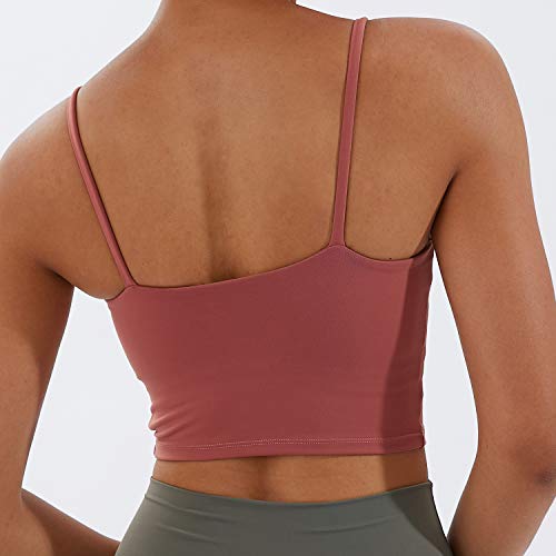 Image of Women's Strappy Stretch Sports Bra Longline Yoga Tank Top Fitness Bra Workout Camisole Crop Tops for Teen Girl