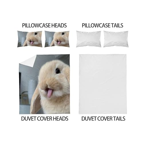 Housse de couette double 200x200 lapin et 2 taies d'oreiller microfibre - 4
