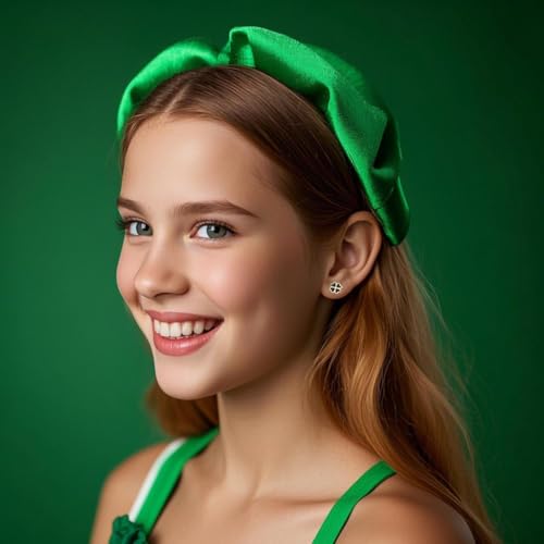 Reffeer Solid 925 Sterling Silver Leaf Clover Earrings Studs for Women Teen Girls Black Leaf Stud Earrings Clover2