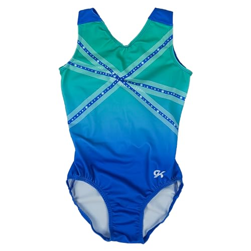 GK Glitz & Glam Maillot de gimnasia para niñas con Scrunchie a juego (adulto pequeño, turquesa)