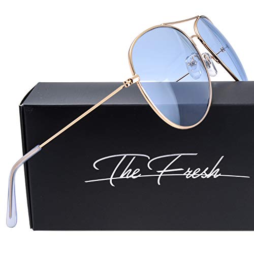 Image of The Fresh Classic Aviator Frame Light Color Lens XL Oversized Sunglasses Gift Box