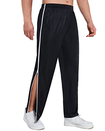 AIFARLD Tear Away Pants for Men Side Zippers Mens Sweatpants with Pockets for Basketball Knee/Leg Post-Surgery