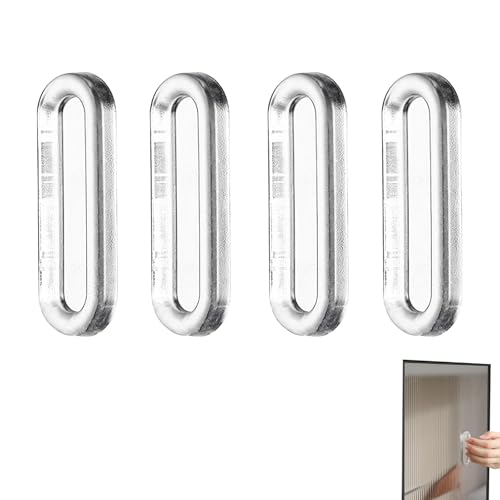 Iensen 4 Pcs Clear PU Self-Adhesive Recessed Finger Pulls - Oval Sliding Door Handles, Instant Handle for Glass Doors, Windows, Drawers & Cabinets
