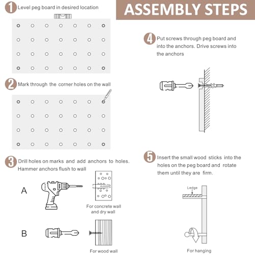 UMICAL 2 Pack Beige Wooden Pegboard Modular Wall Organizer by UMICAL - Image 6