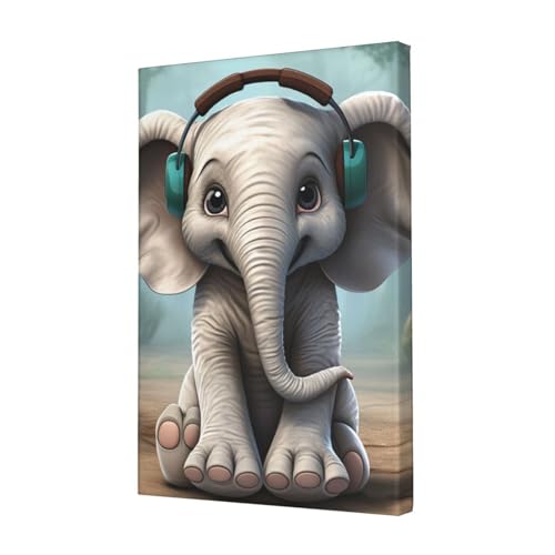 Poster éléphant gris contre murs vides - Toile HD salon