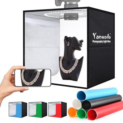 Studio Photo Lumineux Professionnel 40x30x40cm avec Adaptateur USB-C, Version Améliorée 18W 180 LEDs Dimmables (IRC>97), 6 Fondos, 3 Modes Lumière – pour Photos de Produits, Bijoux