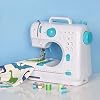 Mini Portable Sewing Machine - 12 Built-in Stitches, Double Threads, Two Speed, Foot Pedal - Beginner & Kids, Women (Blue)