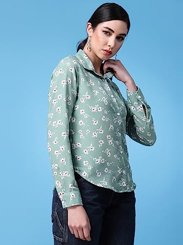 Image of OOMPH! Women's Cotton Regular Fit Floral Button Down Shirt