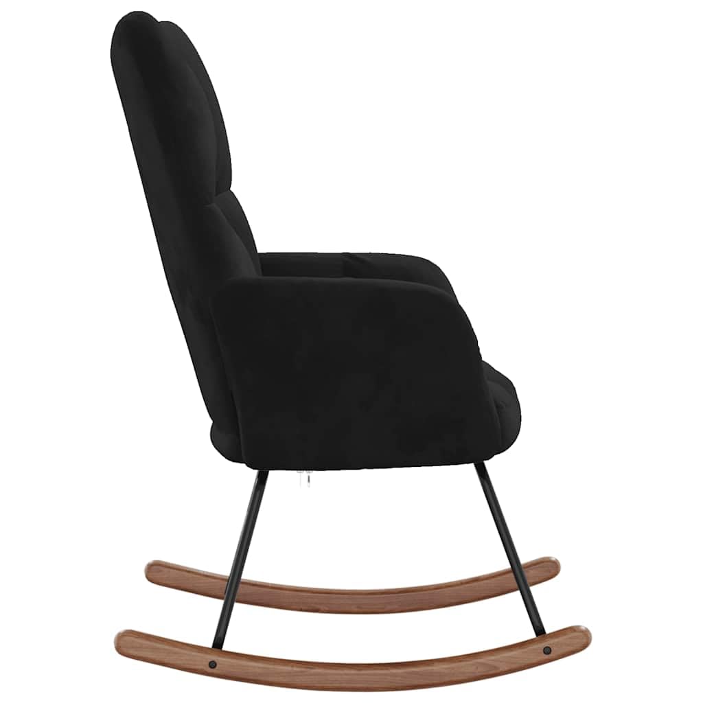 vidaXL Chaise à Bascule Chaise de Relaxation Siège de Relaxation Fauteuil de Salon Salle de Séjour Siège de Salon Maison Noir Velours
