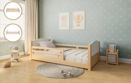 KONTARBOOR Lit Enfant évolutif 3 en 1 en Bois – de 18 Mois à 8 Ans et Plus – Hauteur du sommier Ajustable – barrières Amovibles – Astucieux et ECONOMIQUE –...