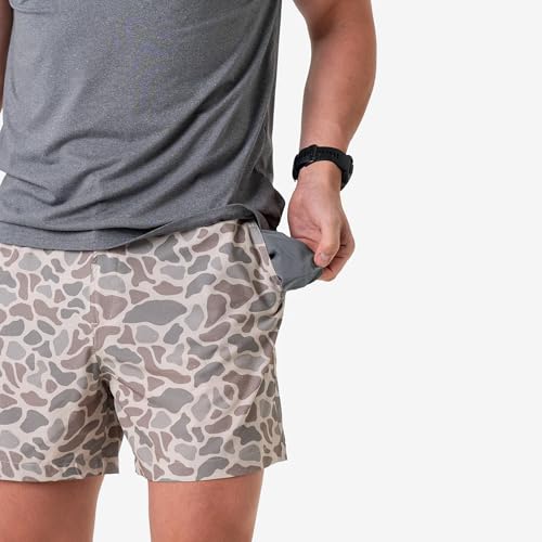 Image of River Rock Grey Everyday Shorts - Deer Camo Pockets