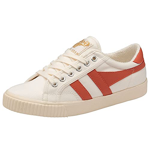 Image of Gola Women's Tennis Mark Cox Suede Trainers, Off White Hot Coral, 6 UK