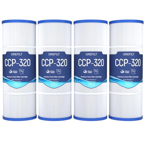 Grefilt 4-Pack CCP320 Pool Filter Cartridges Compatible with Pentair Clean & Clear Plus 320 Replaces Pentair R173573 Pleatco PCC80-PAK4 320 sq.ft