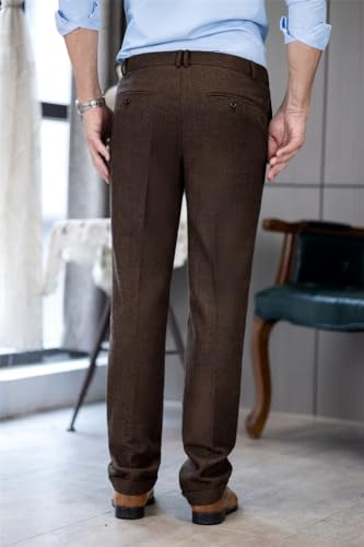 Mens Vintage Tweed Dress Pants Slacks Trousers Regular Fit Suit Pants for Men2