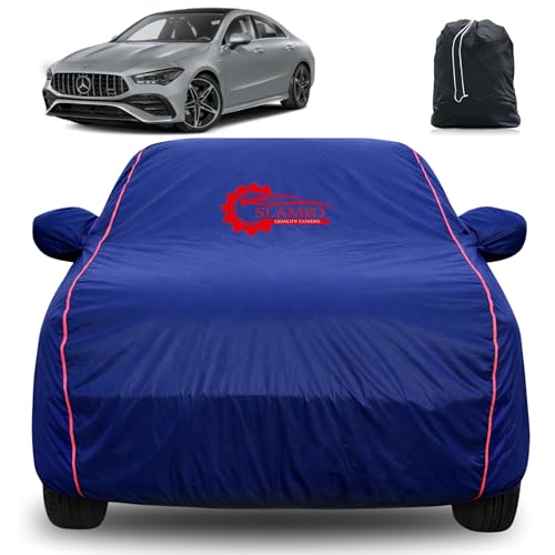 Image of 100% Waterproof Car Cover for Mercedes CLA-200 /220 | All-Weather, Dustproof & UV Protection | Heavy-Duty 3-Layer Fabric | Custom Fit with Mirror & Antenna Pocket | Navy Blue