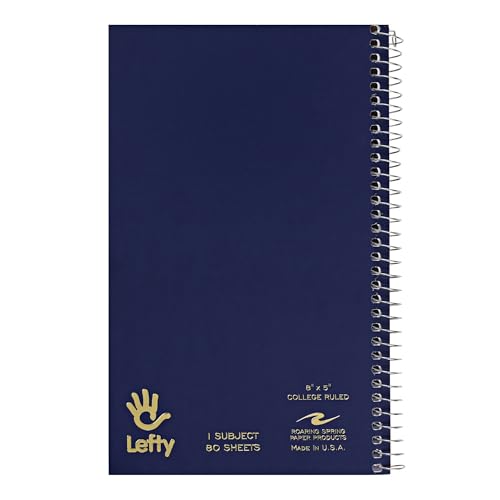 Roaring Spring Lefty Spiral Journal, College Ruled Small Left Handed Notebook, 8