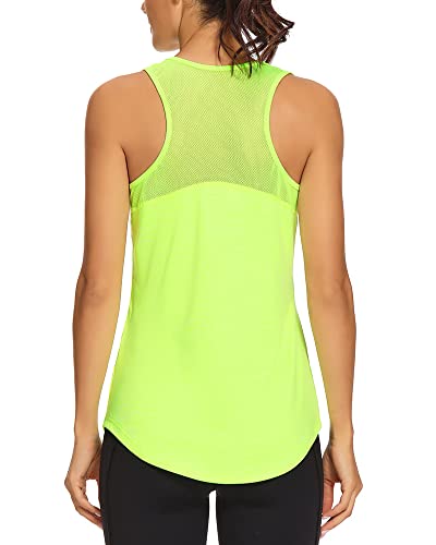 Quccefods Workout Tank Tops for Women Sleeveless Athletic Yoga Shirts Mesh Racerback Tank Tops Gym Workout Clothes Neon Green