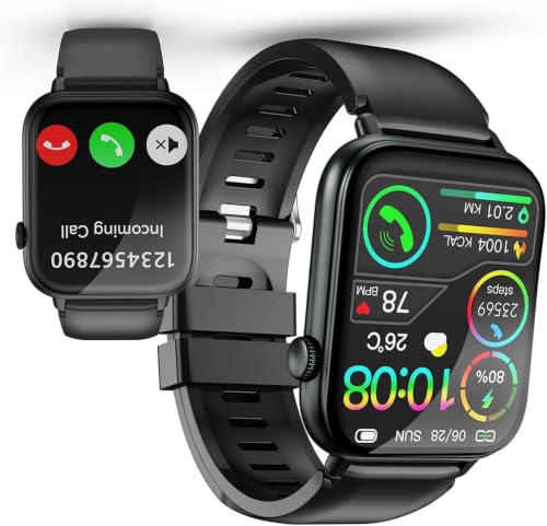 VKROBAG 2026 Smartwatch Hombres Mujeres, Reloj Inteligente con Pantalla táctil HD de 1,85"con función de teléfono, Negro