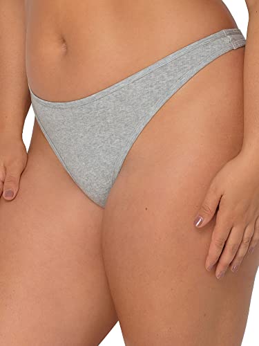 Smart & Sexy Women's Cloud Cotton Comfort Collection Bralettes & Panty 2 Packs, Lilac Iris/Light Grey Heather Thong, Large #TOP3