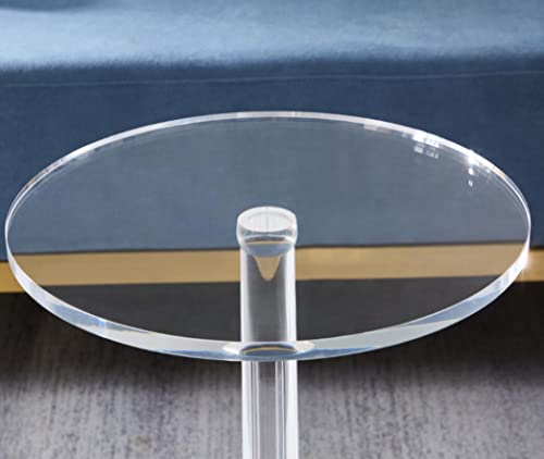 Acrylcase Clear Lucite Acrylic Round End Table Pedestal Side Table Furniture (15.7X15.7X23.6''H) #TOP4