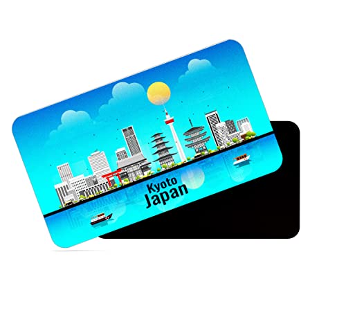 Image of dhcrafts Rectangular Rubber Fridge Magnet /Magnetic Card Blue Japan Kyote Design Pack of 1 (8.6cm x 5.4cm)