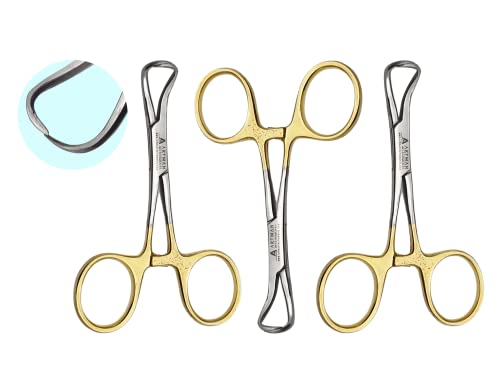 Image of ARTMAN INSTRUMENTS Backhaus Towel Clamp Forceps 3.5 inch - Gold Plated, Medical Grade Stainless Steel, Set of 3 for Secure Draping in Surgical and Dental Procedures (3)