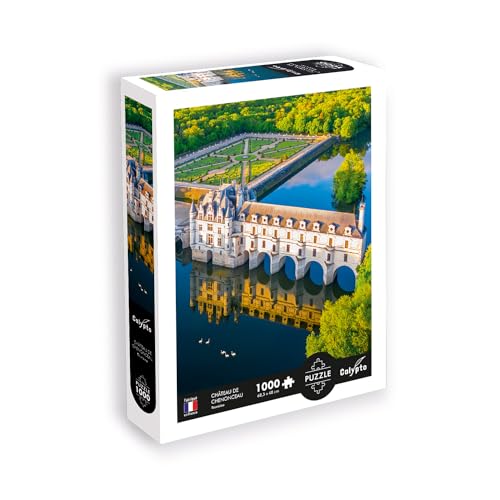Preisvergleich Produktbild Calypto 3907100 Schloss Chenonceau, 1000 Teile Puzzle mit Soft-Touch, Landschaftspuzzle mit samtiger Oberfläche, für Erwachsene und Kinder ab 9 Jahren, Frankreich, Fluss, Garten