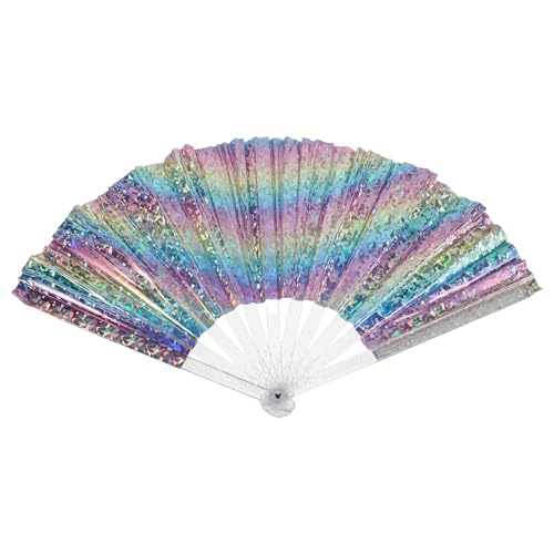 Éventail pliable holographique en PVC accessoire danse kung-fu et concert