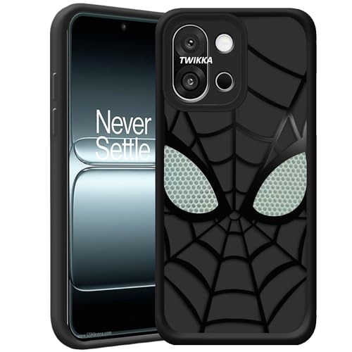 Image of Stylish Spider Back Case Cover Compatible for OnePlus 13s 5G | Spidey Face Mask Case | Soft Silicone | Camera & Full Body Protection | Shock Proof | (Black)