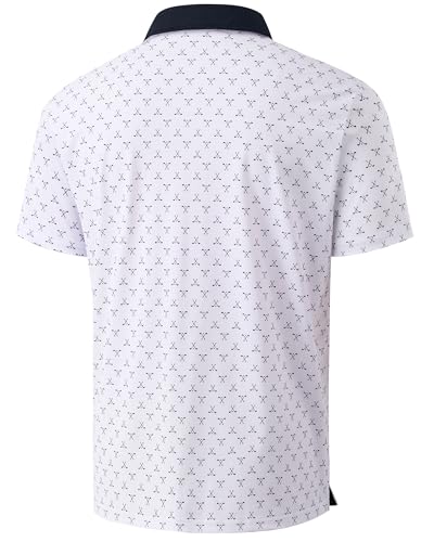 Camiseta polo para hombre, transpirable, con tecnología Dry Fit y protección UPF 50+, diseño geométrico, ideal para golf y actividades al aire libre miniatura 3