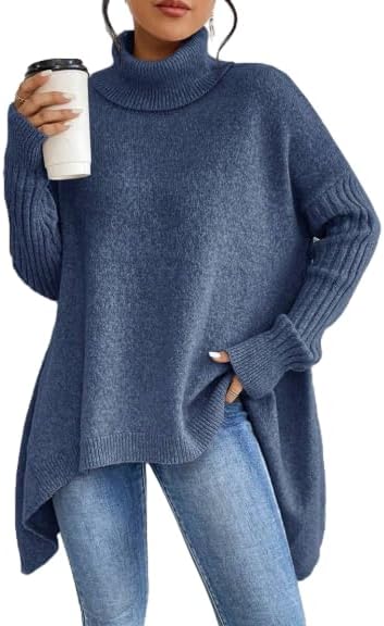 SKAYS Women's Oversized Turtleneck Batwing Sweater Casual Fall Long Sleeve Knit Pullover Tops