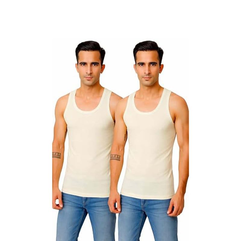 kothari Men's Cotton Ribbed Vest Round Neck Gym Vest Soft Breathable Innerwear Stretch Comfortable Casual Undershirt Pack of 2 3XL Grey-picture-24