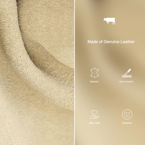 Image of CONTACT'S FAMILY Leather Watch Travel Case for 1 Watch (Beige) | Genuine suede leather, snap button closure, soft lining, ultra-compact 46g, vintage design, Valentine's gift for men.