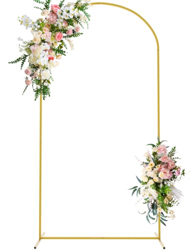 Wokceer 7.2 FT Wedding Arch Backdrop Stand, Gold Metal Arch Backdrop Stand for Wedding Ceremony...