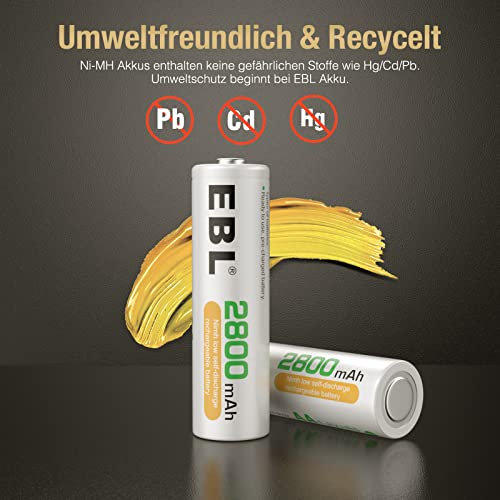 EBL AA Akku 2800mAh NiMH Akkubatterien mit hoher Kapazität
