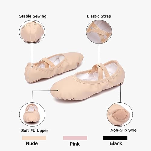 Ballerina Dance Shoes for Toddler Girls Kids Ballet Leather Split Sole Shoes for Toddler/Little Kid/Big Kid3