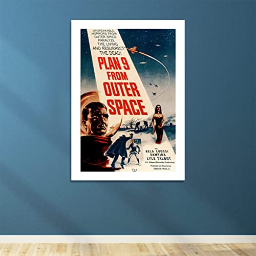 Affiche publicitaire Plan 9 From Outer Space affiche encadrée vintage Sci-Fi mat
