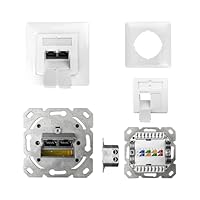 ProfiPatch Netzwerkdose Cat6A Netzwerkdose Unterputz 500MHz LAN Dose CAT7,CAT6A,CAT6,CAT5 Unterputz 2X RJ45 Port Anschluss rechts/limksPOE LAN Steckdose unterputz geschirmt rj45 dose weiß