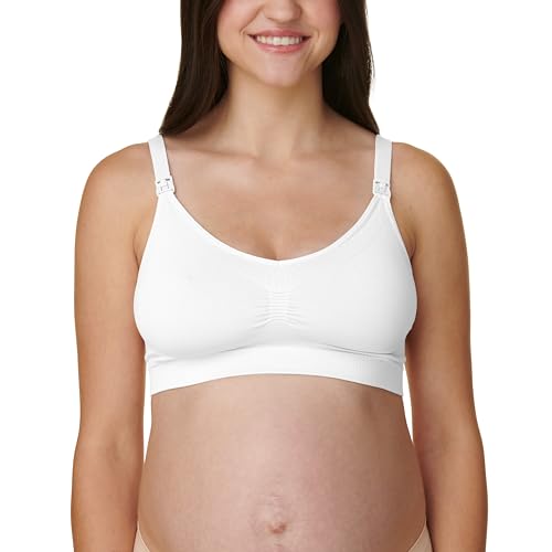 Bravado! Basics - Reggiseno Premaman e Reggiseno per Allattamento da Donna, Regolabile, Senza Cuciture, S-XXL, Bianco, L
