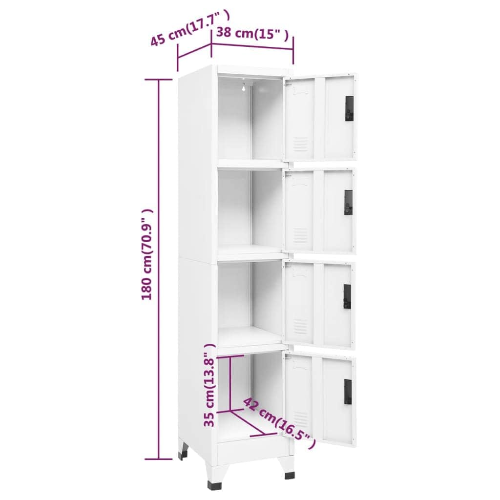 vidaXL Taquilla Armario Casillero Escuela Libros Archivos Almacenamiento Oficina Archivador Habitación de Acero Blanco 38x45x180 cm