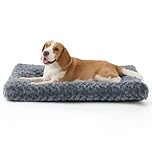Bedsure Large Dog Bed Washable - Swirled Plush Dog Mat Gentle Support, Brushed Dogs Crate Mattress with Non-Slip Bottom, Pet Cushion for Medium & Large Dogs, Grey,89x58x7cm