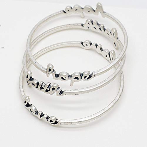 Jewelry Antique Silver Plated FAITH HOPE LOVE Bracelet Adult Triple Twist Bangle for Women3