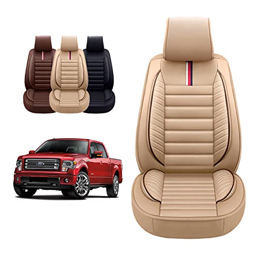 OASIS AUTO Tailor Fit Seat Covers Compatible with 2009-2022 Ford F-150 F150 F-250 F250 F350 F350 (FF-01 Full, Tan)
